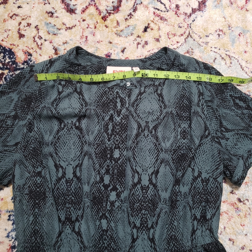 Evri Jade Green Black Snake Print Dress Short Sleeve Size 0X - Picture 5 of 11